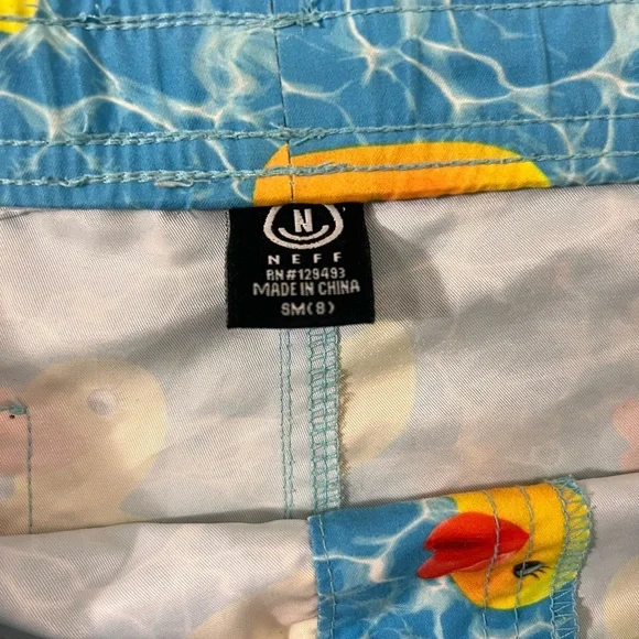 Neff Blue Swim Shorts with Duck Pattern - Picture 2 of 3